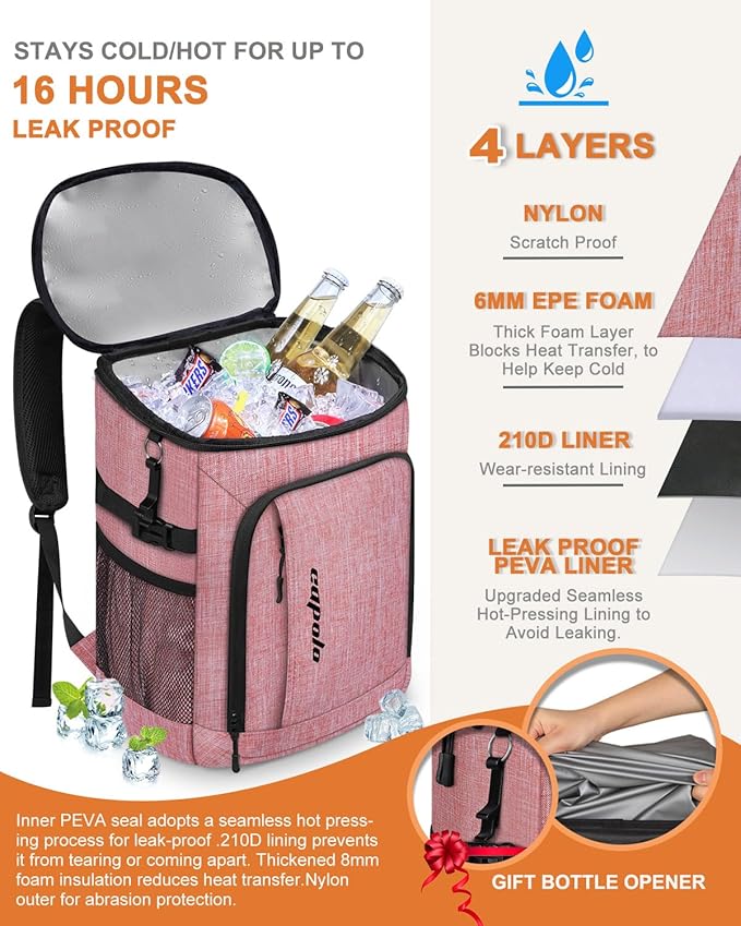 Capolo Cooler Backpack Insulated Waterproof for Women Men,36/45 Cans Lunch Backpack Coolers Leak Proof Soft Cooler Bag Ice Chest for Camping Beach
