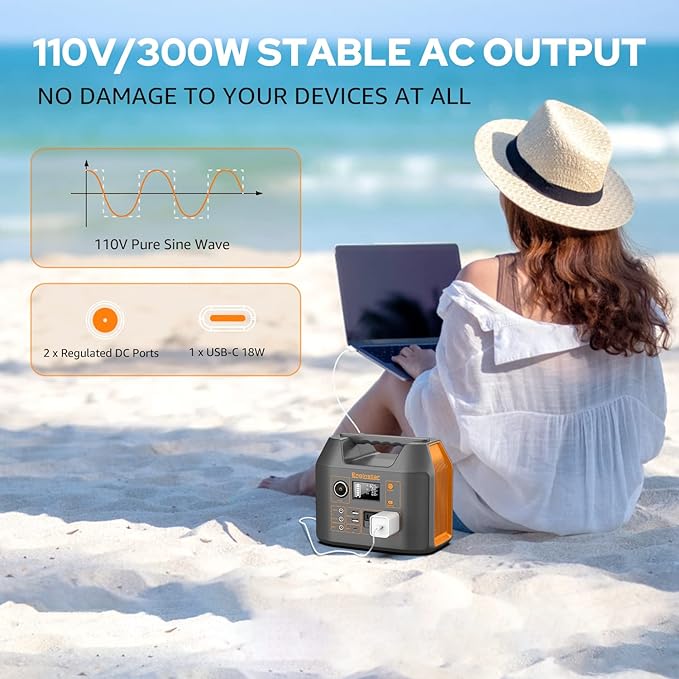 Enginstar Solar Generator, 296Wh Portable Power Station, 110V Pure Sine Wave, 80000mAh Backup Battery Power Supply for CPAP Outdoor Camping, Traveling, and Emergencies