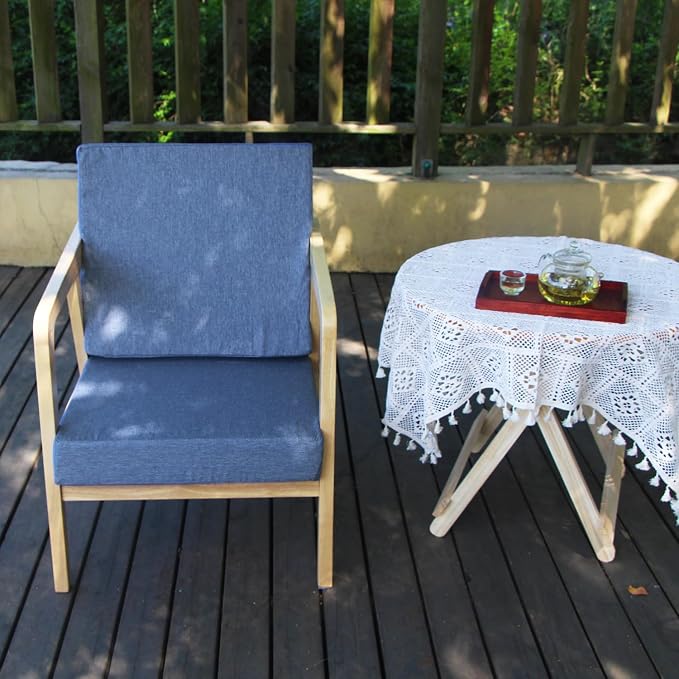 Patio Seat Cushion Covers,Washable Slip Covers Replacement,Waterproof Outdoor Furniture Chair Cushion Pillow Seat Cover for Couch,Garden,Sofa,Denim Blue,22"×20"×4"(4 Covers Only)