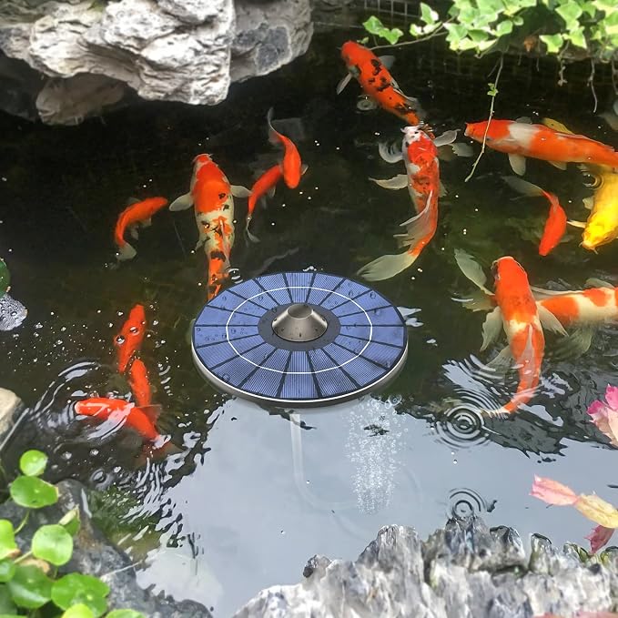 Lewisia Solar Floating Pond Aerator 2.5W Solar Powered Air Pump with Air Hoses and Bubble Stones Pond Aerator Bubble Oxygenator