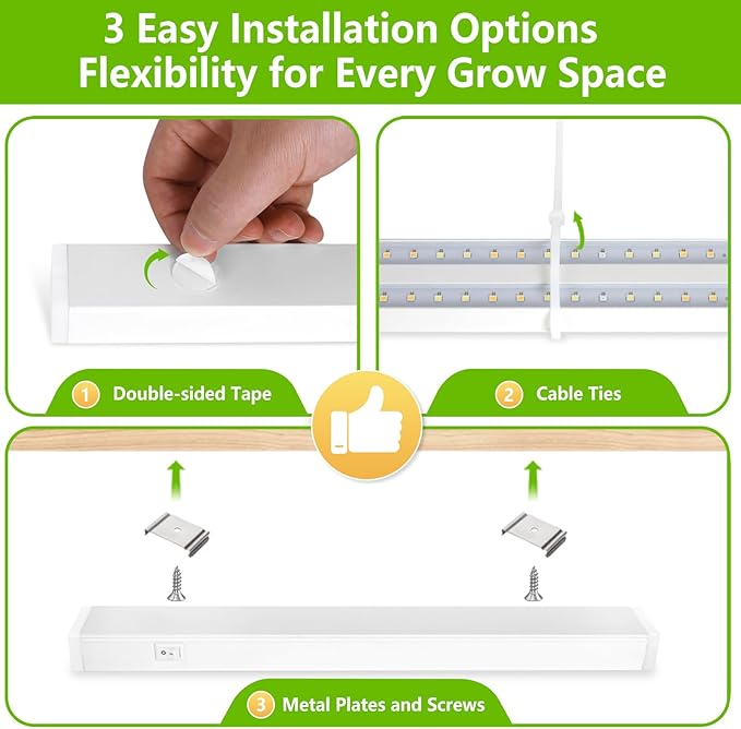 FOXGARDEN Grow Lights for Indoor Plants, 2FT 40W (4×10W) Full Spectrum LED Plant Growing Lamp, Grow Light Strip, Grow Light for Seed Starting, Plug and Play, Separate Switch, 4-Pack