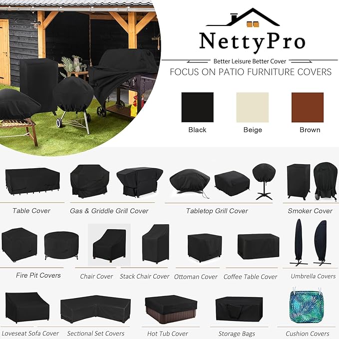 NettyPro Deck Box Cover Outdoor Waterproof Storage Bench Cover for Rectangular Deck Box, 57 x 28 x 24 inch, Black