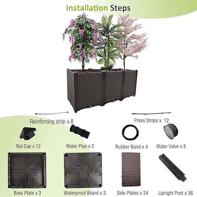 Raised Garden Bed Large Planters for Outdoor Plants Rectangular Elevated Planter Boxes Patio Balcony Deck for Planting Flowers, Vegetables, Tomatoes, and Herbs