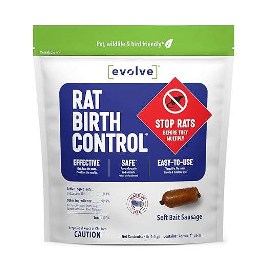Evolve Rat Birth Control Soft Bait Sausages – 3 lbs | Scientifically Proven Rat Population Control | Not a Poison, Long-Term Population Management (Packaging May Vary)