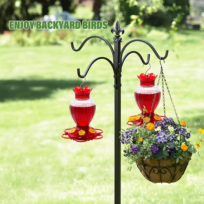 Hummingbird Feeder 20 oz [Set of 2] Plastic Hummingbird Feeders for Outdoors, with Built-in Ant Guard and Bee Proof - 6 Feeding Ports - Wide Mouth for Easy Filling/2 Part Base for Easy Cleaning