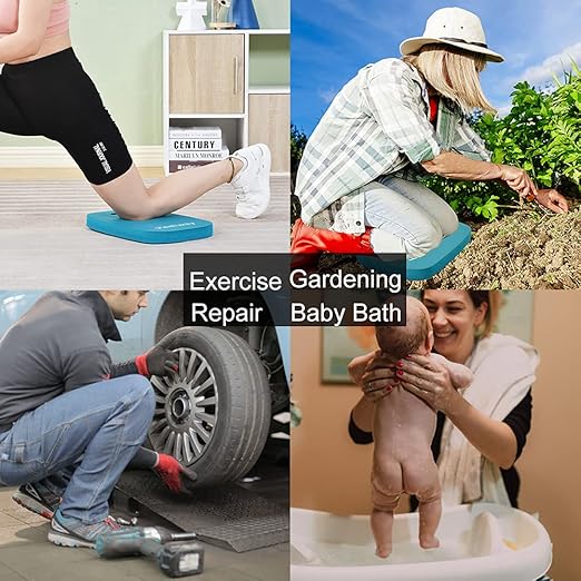 Extra Thick Kneeling Pads, Knee Pad Cushion for Yard Work, Gardening, Yoga, Exercise, Floor Kneeler for Baby Bath, Comfortable Foam Mats to Kneel On, 15.4 x 10.4 x 1.3inch, Blue (1)