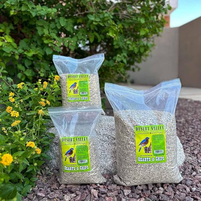 Desert Valley Sunflower Hearts and Chips Seed, All Natural, Non-GMO Premium Wild Bird and Wildlife Food (5 Pounds)