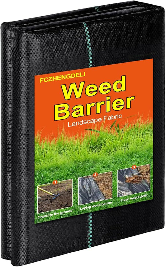 3.2oz Heavy Duty Woven Weed Barrier Landscape Fabric, 4ft x 50ft Black Commercial Grade Geotextile Underlayment for Driveway & Weed Control