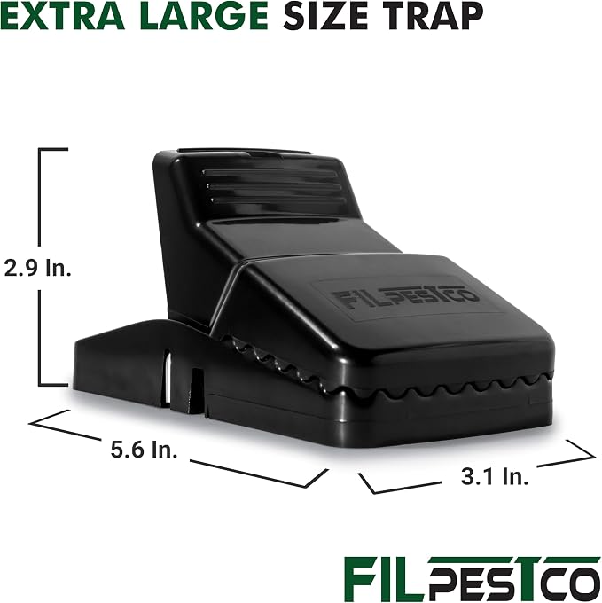 Large Rat Traps, Mouse Traps, Black Heavy Duty Snap, 6 Count