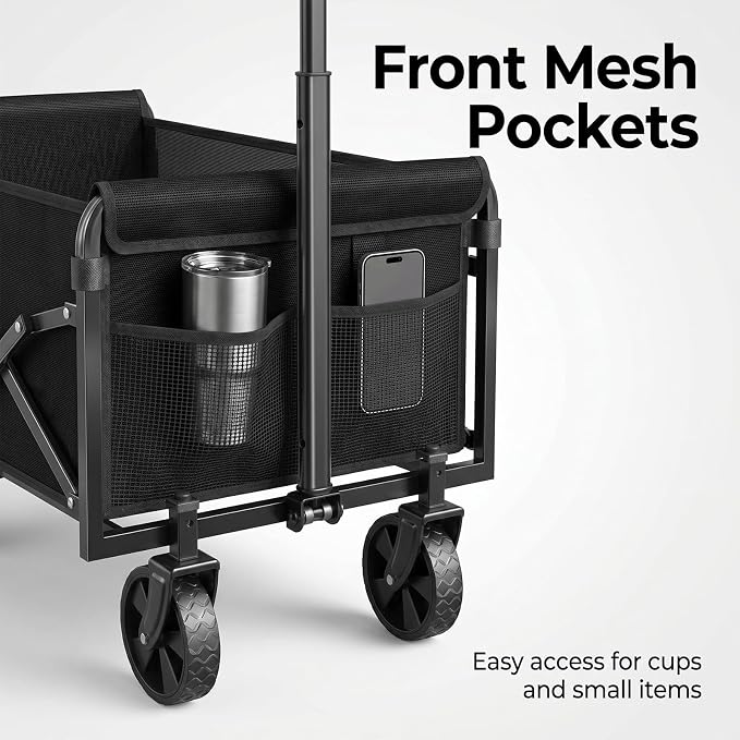 Wagons Carts Foldable - Portable Folding Collapsible Wagons with Wheels - Heavy Duty Utility Carts for Groceries, Shopping, Camping, Sports, Garden，Beach
