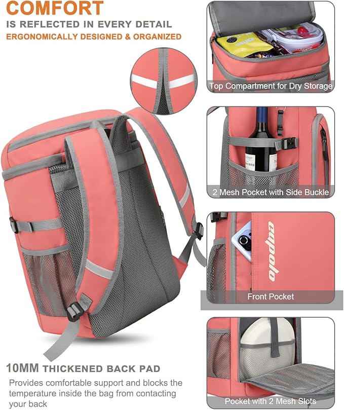 Capolo Cooler Backpack Insulated Waterproof for Women Men,36/45 Cans Lunch Backpack Coolers Leak Proof Soft Cooler Bag Ice Chest for Camping Beach