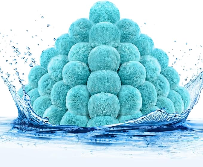 MJZ Pool Filter Balls for Sand Filter, 1.54 Lbs Reusable Sand Filter Balls for Swimming Pools, Efficient Eco-Friendly Polysphere Pool Filtration Balls, Pool Filter Balls Media for Sand Pump(Cyan)