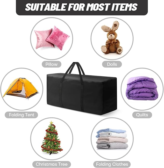 Outdoor Cushion Storage Bags 68 Inch Waterproof Extra-Large Patio Cushion Storage with Zipper & Padded Handle for Patio Furniture Christmas Tree