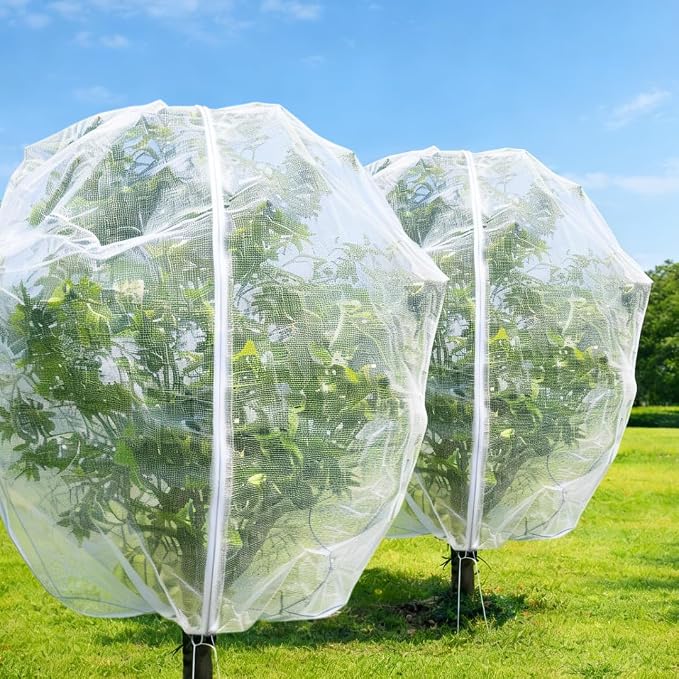 2 Pack 13x13ft Extra Large Fruit Tree Netting with Double Zipper & Double Drawstring, Heavy Duty Bird Netting for Fruit Trees, Reusable Tree Nets to Protect from Birds, Squirrels, Deer