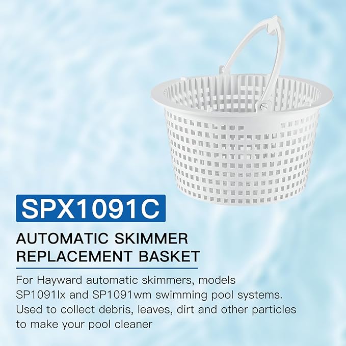 SPX1091C Skimmer Basket Compatible with Hayward Automatic Skimmers SP1091LX, SP1091WM, SP1091 WB736660 with Handle, Sturdy Pool Skimmer Basket, for Above Ground Pools