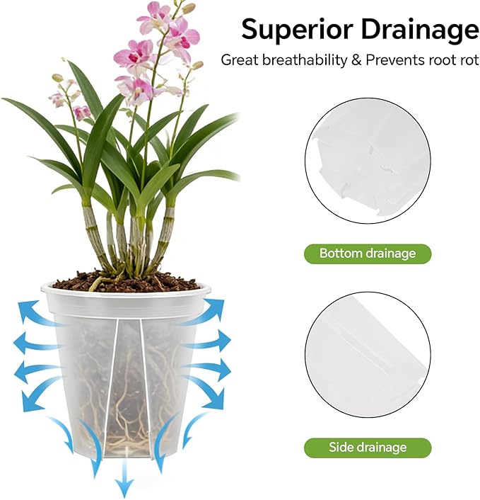 6/8/10/12 Inch Large Clear Nursery Deep Pots with Drainage Hole 12 Pack, Deep Plant Pots with Drainage for Seedling Flower Vegetable, Ideal for Hyacinths, Amaryllis, Reusable Deep Pots