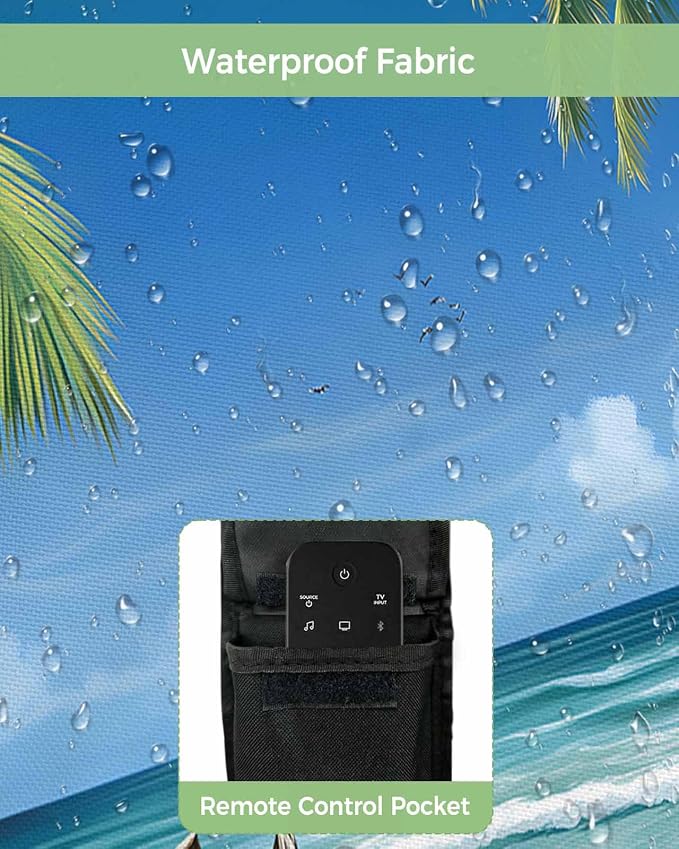 Outdoor TV Cover - Summer Palm Tree Ocean Beach Boat Waterproof and Weatherproof 36"-39" LCD Movable Shield TV Display Screen Protector Outside Television Covers