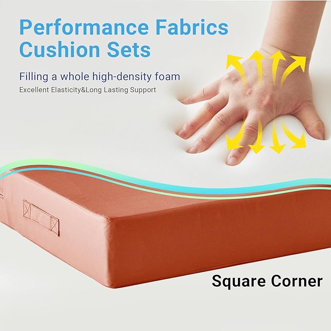 IPYNBAP Outdoor Cushions for Patio Furniture,Outdoor Seat Cushion Set 24 x 24 x 4 Inch,Waterproof & Fade Resistant Outdoor Chair Cushions,Deep Patio Chair Cushion with Removable Cover,Spice