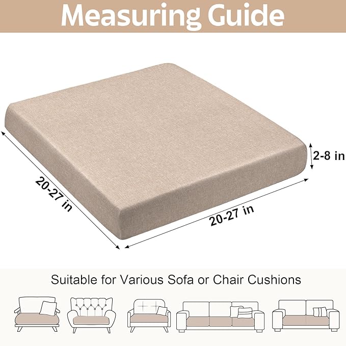 pickyNproud 8Pcs Patio Cushion Covers Stretch Outdoor Couch Cushions Slipcovers Replacement Washable Furniture Protector with Elastic Bottom Sofa Chair Seat Cover, Warm Taupe Khaki