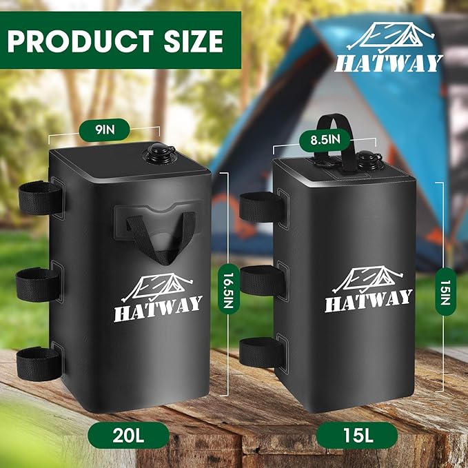 Hatway Canopy Weights,176 LBS Water Bag Set of 4 Leg Weights for Pop Up Canopy,Gazebo,Canopies,Tent-4 * 20L-Black