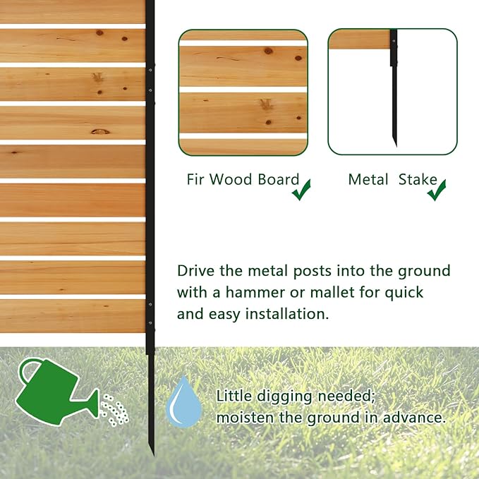 Wooden Privacy Screen 38" W×61" H No Dig Patio Fence 1 Panel (Orange) | For Trash Can AC Units & Pool Equipment, Decorative Patio，Outdoor privacy screen with Metal Stakes