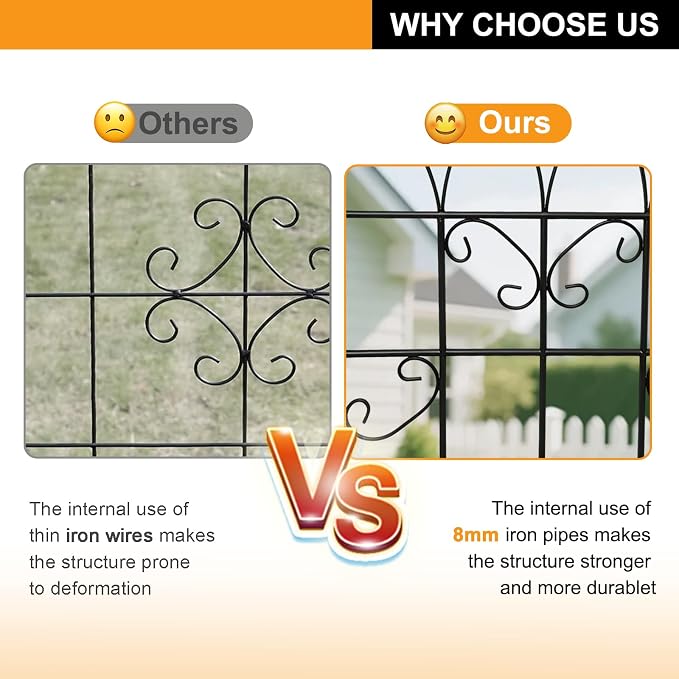 2 Pack 71" x 20" Metal Garden Trellis for Climbing Plants Outdoor, Heavy Duty Plant,Perfect for Climbing Roses, Clematis, Honeysuckle, Cucumbers, Pole Beans, Grape Vines and Flowering & Vines