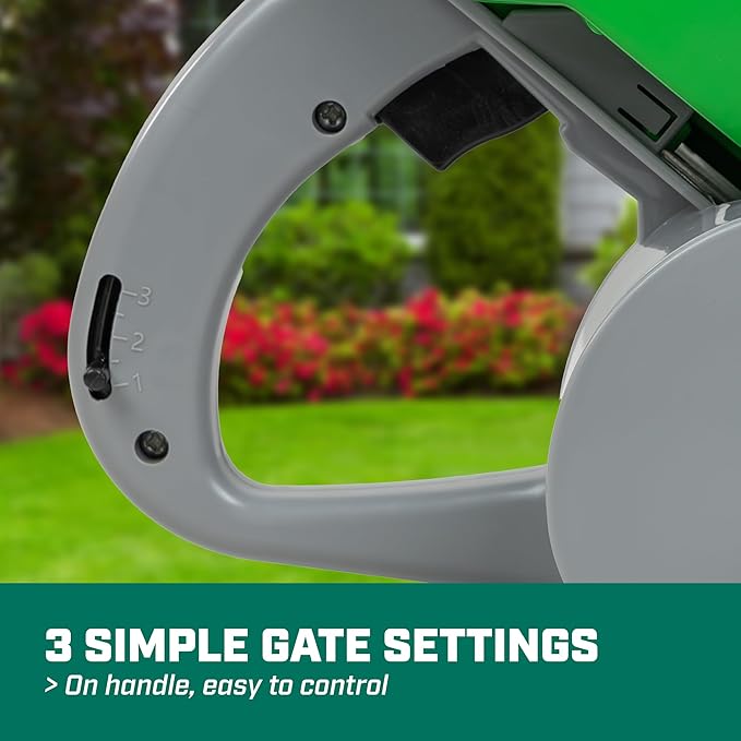Chapin 8706G Spreader, Lawn and Garden, TurfPro, Hand Crank, Lightweight, Portable, Poly Scoop, Thumb Control Gate, 3 Settings, Ideal for Small Spaces, 15 Setting Gate, Fertilizer and Seeds, 0.3 Gal