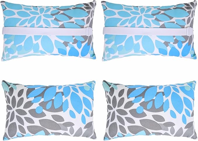JMGBird Waterproof Chaise Lounge Pillows Set of 4-10x16 Inch Outdoor Headrest Cushions with Adjustable Straps for Pool Patio Beach Chair