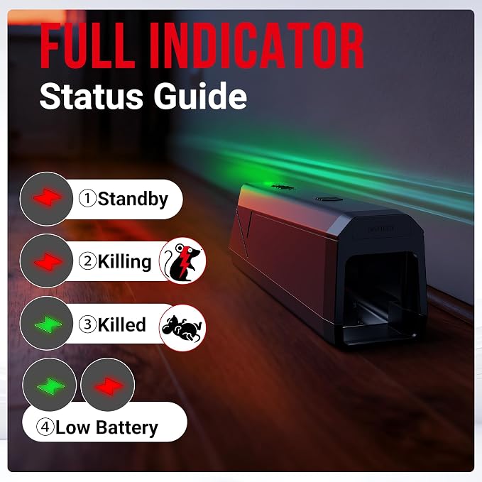 2 Pack Electric Mouse Trap Zapper Indoor for Home Electronic Mouse Trap High Voltage Mice Trap Indoors Kitchen Office Garage (Black, 2 Pack)