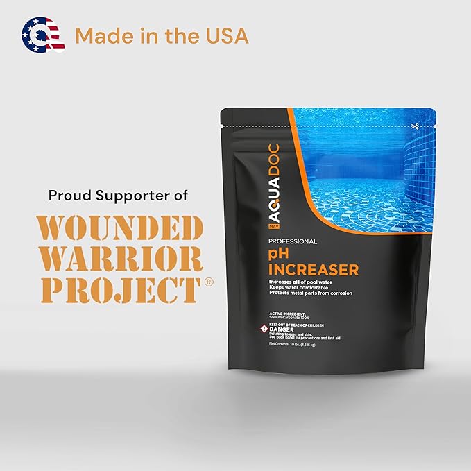 MAV AquaDoc pH Up for Swimming Pools - 10lb - pH Increaser for Pool Water - Sodium Carbonate Soda Ash for Swimming Pools - Pool Chemicals Made in The USA