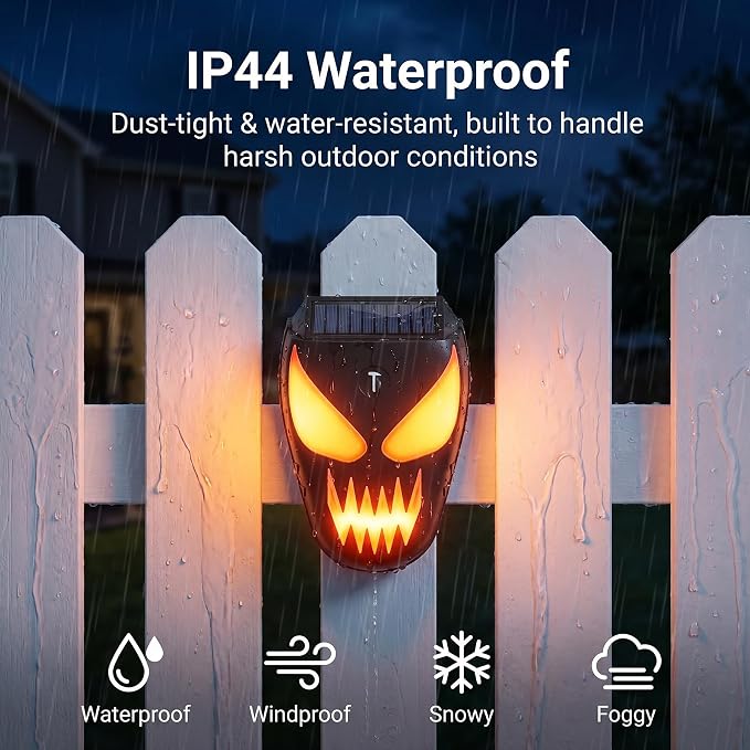 4 Pack Solar Nocturnal Animal Repeller with Predator Lights, Waterproof Coyote Deterrent Devices for Raccoon, Skunk, Opossum & Deer, Fox Repellent for Yard, Farm, Chicken Coop, Garden