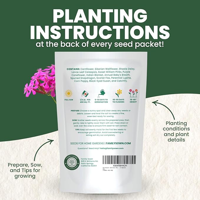 Northeast Natives Mix – 67,000 Seeds for Planting – 2026 Season – 4 Ounce Pouch