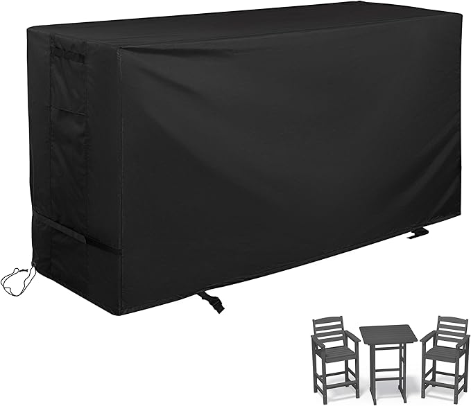 Bar Height Patio Set Cover, Outdoor Bar Stools Set Cover for Outdoor Pub Table and Chairs Set/Outdoor High Top Bar Table Set/Patio Bistro Set of 3 Pieces
