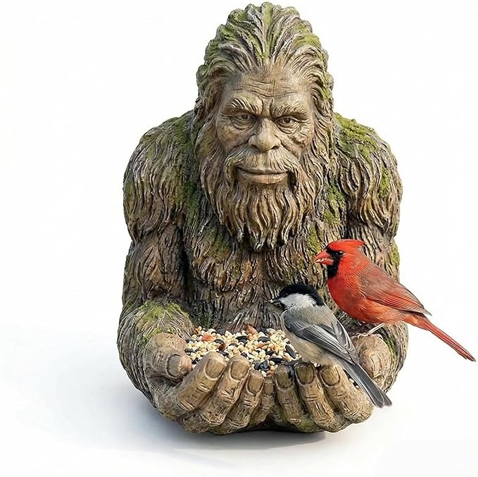 Bigfoot Bird Feeder for Outdoors - Funny Hanging Bird Feeder with Wood Grain Texture - Bigfoots Face Decoration with Hidden Hook,Garden Sculpture Birdfeeder Yard Art Decoration - Tree Garden Hugger