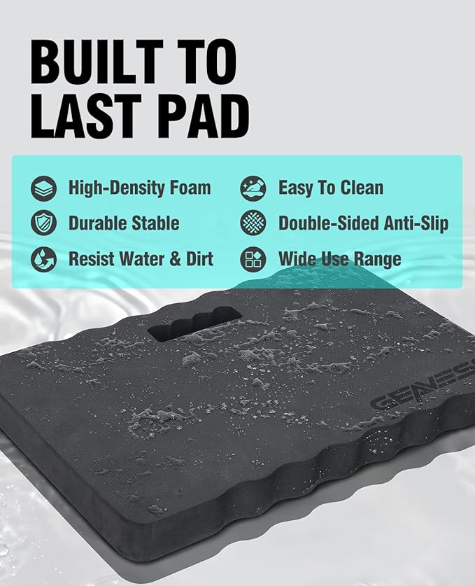 1.5" Extra Thick Garden Kneeling Pad, Comfortable Foam Knee Pad with Handle, Durable Supportive Knee Cushion for Gardening, Yard Work, Car Repairing, Workshop, Baby Bathing, 17.5"x11", Black