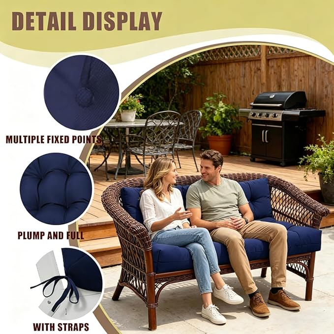 Indoor Outdoor Printed Bench Cushion Waterproof Porch Swing Cushions Patio Bench Seat Pad Orange Grey 40x20in