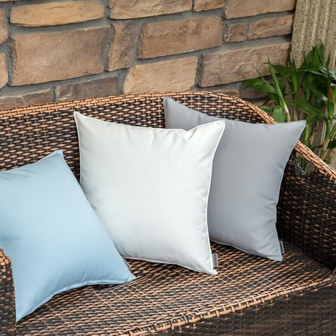 MIULEE Pack of 2 Decorative Outdoor Waterproof Pillow Covers Square Garden Cushion Sham Throw Pillowcase Shell for Spring Patio Tent Couch 24x24 Inch White