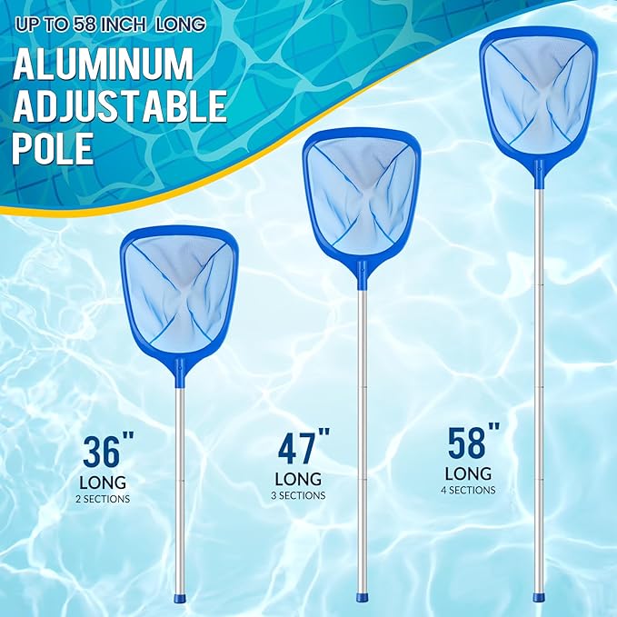 Tavaleu Pool Skimmer Net,Deep Pool Leaf Net with Reinforced Frame, Large Capacity Rake Net for Cleaning, Debris Pickup Removal