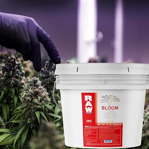 RAW All in One Bloom 3-12-12 Water-Soluble Fertilizer for Strong Bloom Performance, 10lbs