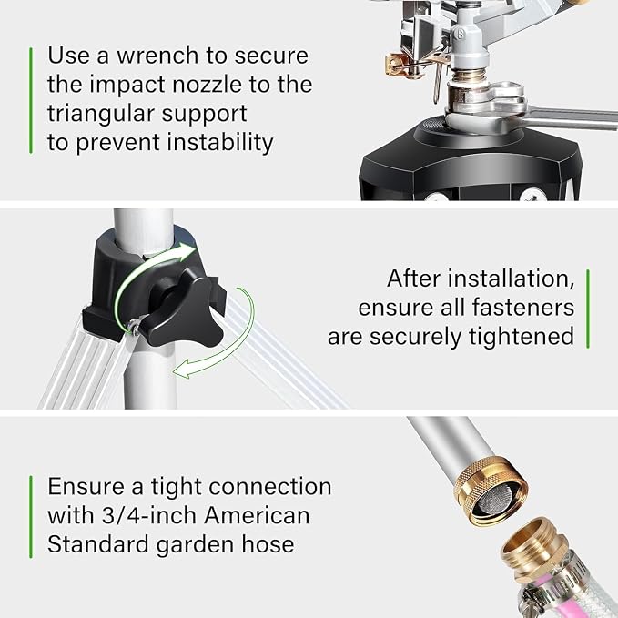 Heavy Duty Impact Sprinkler on Tripod Base,2 Pack 36 Inch Tripod Sprinkler with Brass Nozzle for Yard Large Area,Extra Tall 360 Degree Rotating,Waters Up to 80 Ft,Legs Extend Up to 36"