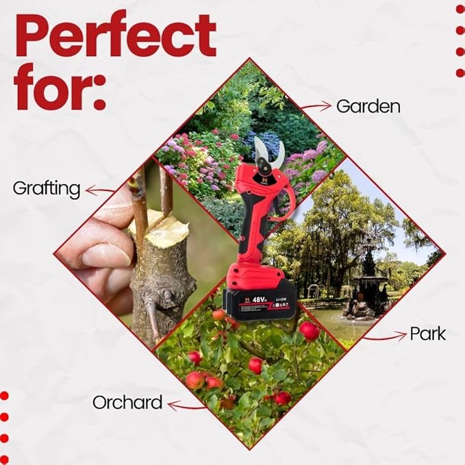 21V Cordless Electric Pruner, 1.6" Cutting Diameter, 600W Brushless Motor, SK5 Steel Blades, Battery & Charger Included, Lightweight Tree Trimmer for Garden, Orchard & Farm