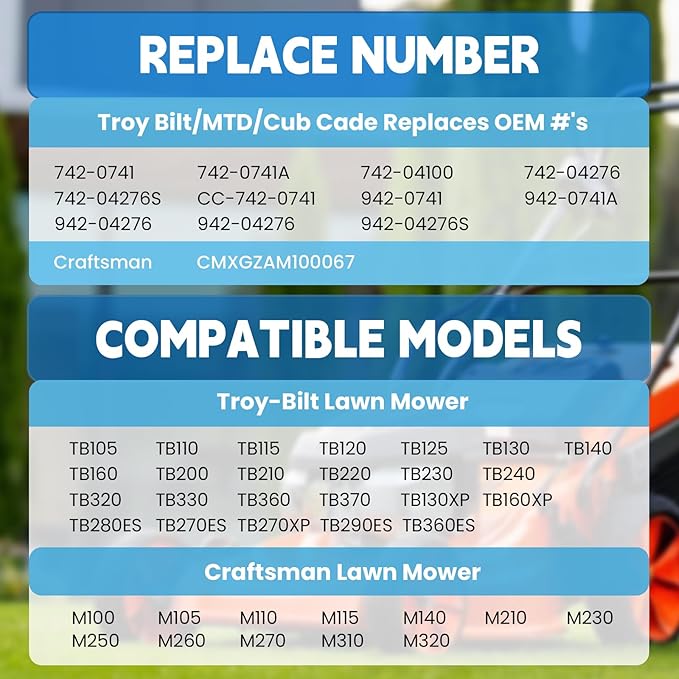 21 Inch Mulching Blade - Lawn Mower Blade for Cub Cade MTD Craftsman Troy Bilt TB110 TB200 TB320 Some 21" Walk Behind Push Mower Replace Parts 942-0741A 742-0741 742-0741A 942-0741 (2 PCS)