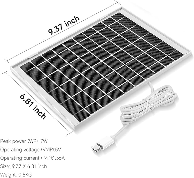 3 Pack Solar Panel Camera Charger Fit for Arlo Essential Spotlight, Essential 2K 2nd gen/XL Spotlight 2K 2nd gen Camera, Ring Spotlight Cam Plus/Spotlight Pro 5V 7W Solar Panel Fast Charging Cable