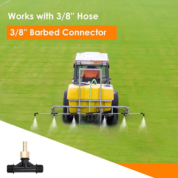 Metal 6-Nozzle Poly Boom Wand with 3/8" Brass Fitting, 7.5 Ft. ATV sprayer Boom, Wide-Coverage Agricultural & Lawn Spray Attachment for Tractors/UTVs (Metal Wand)