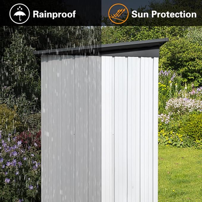 Outdoor Storing Tools Large Space Excellent Air Ventilation Easy Assembly Metal Storage Shed for Bike Trash Can Machine White One Size