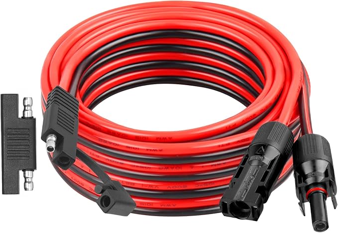 XRDS -RF 10AWG SAE to Solar Panel Connector Cable 20FT, Heavy-Duty Tinned Copper, Solar Extension Cable with SAE Polarity Reverse Adapter for Solar Power Systems and Battery Connections