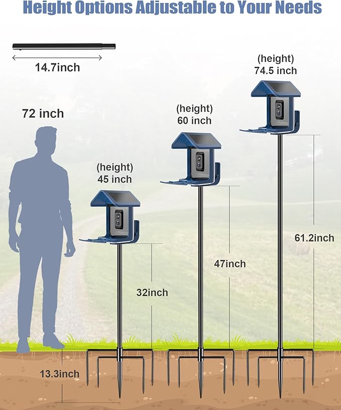 Onlyfly Bird Feeder Pole Stand – 74.5 Inch Height Feeding Station with 1-Inch Dia Heavy Duty for Hanging Feeders, Bird House Pole Mount Kit for Outdoor, Slip-Fit Connection
