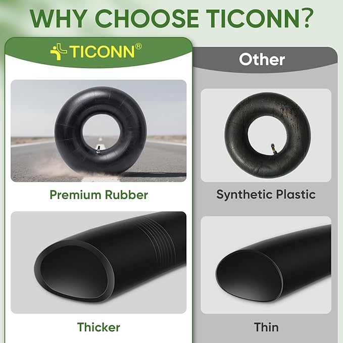 TICONN 2.50/2.80-4 Tire Inner Tube, 2 Pack Inner Tire Tube for Wheelbarrow Tires, Replacement Tube with TR-87 Bent Valve Stem for Hand Trucks, Utility Cart, Lawn Mowers, Wheelbarrows, Dollys