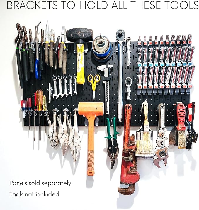 71-piece Bracket Kit | Compatible with Wall Control | Assorted Hooks to hangscrewdrivers sockets Pliers Hammers Calipers Merchandise Scissors Paint Brushes for Tool wall Organization