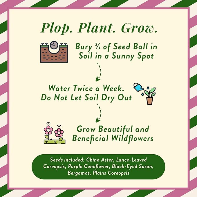 Modern Sprout Wildflower Seed Ball Poop - Eco-Friendly Gift - Non-GMO Hand-Rolled Clay Seed Bombs w/Wildflower Seeds - Plop Plant & Grow Gardening Gift Set for All Occasions (Magical Plop- Pack of 3)